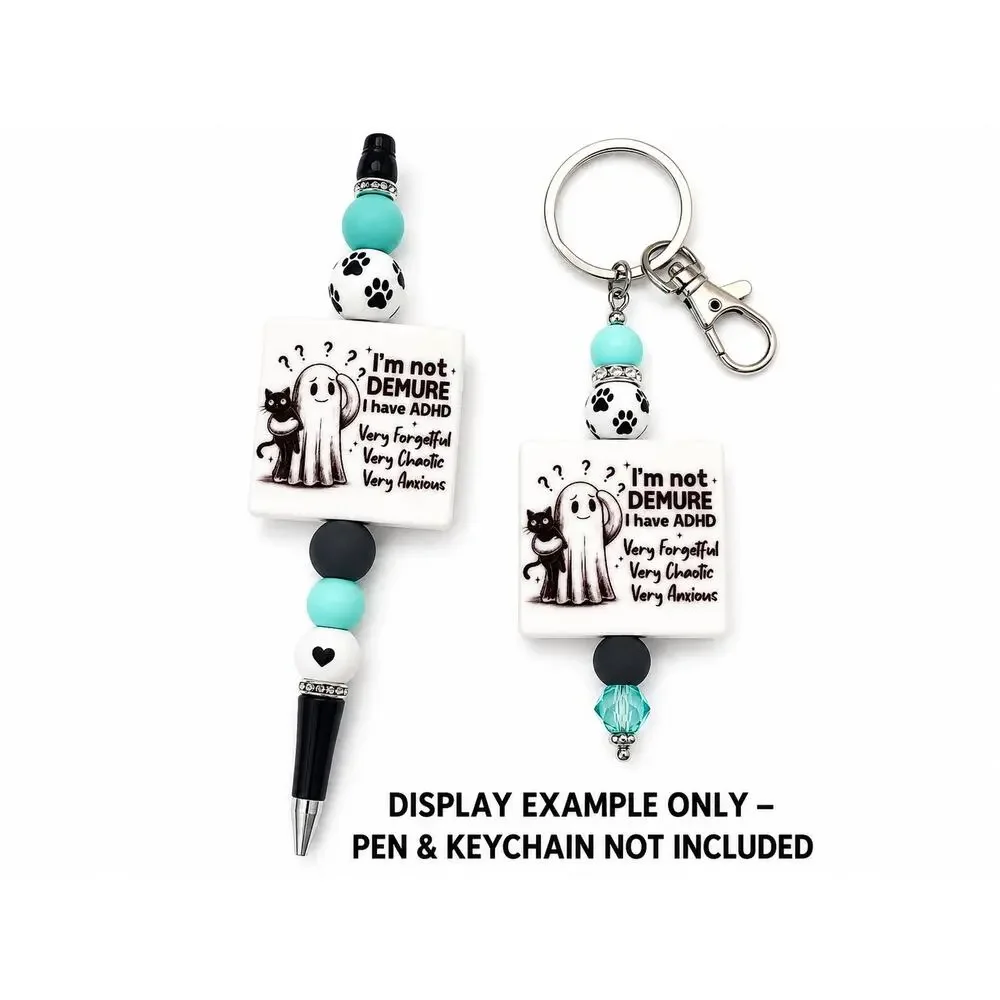 5 Silicone Focal Beads ADHD Ghost Cat Funny Quote Beads for Pens Keychains Craft